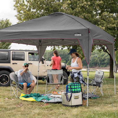 CORE Set of 2 Padded Hard Arm Chair w/Instant Outdoor Pop Up Shade Canopy Tent - VMInnovations