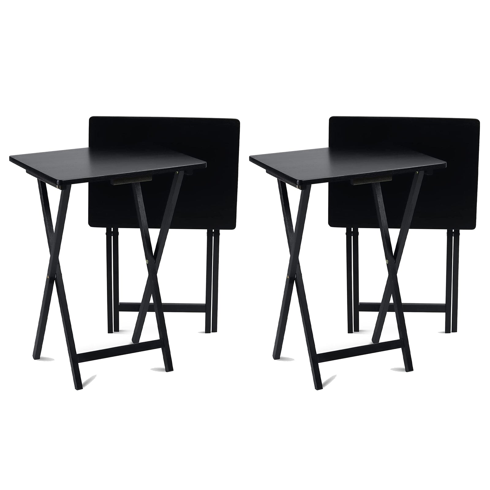 PJ Wood Portable Folding TV Snack Tray Table Desk Stand, Black (4 Piece Set) - VMInnovations