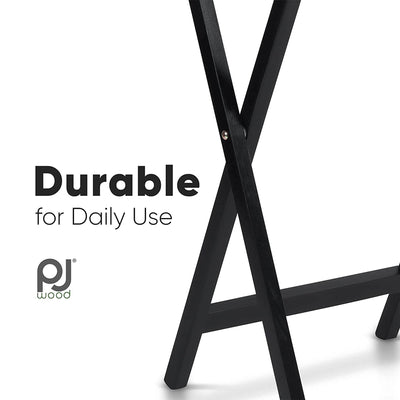PJ Wood Portable Folding TV Snack Tray Table Desk Stand, Black (4 Piece Set) - VMInnovations