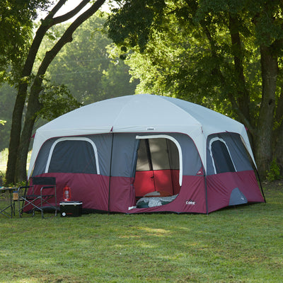 CORE Set of 2 Padded Hard Arm Chair with Straight Wall 10 Person Cabin Tent, Red