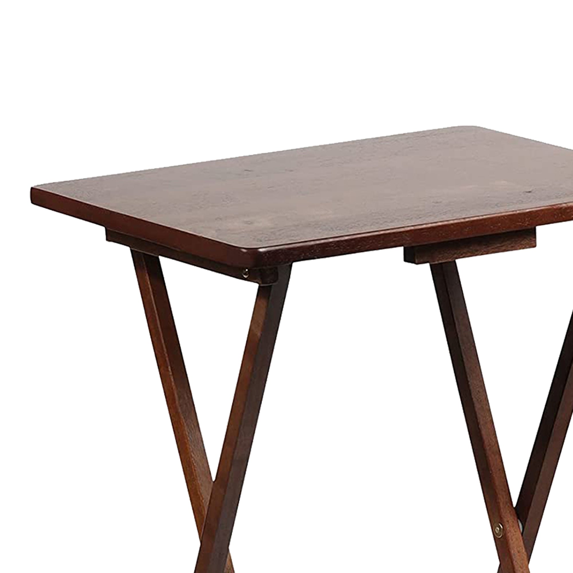 PJ Wood Portable Folding Snack Tray Table Desk Stand, Dark Mango (10 Piece Set)