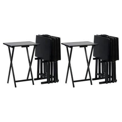 PJ Wood Portable Folding TV Snack Tray Table Desk Stand, Black (10 Piece Set) - VMInnovations