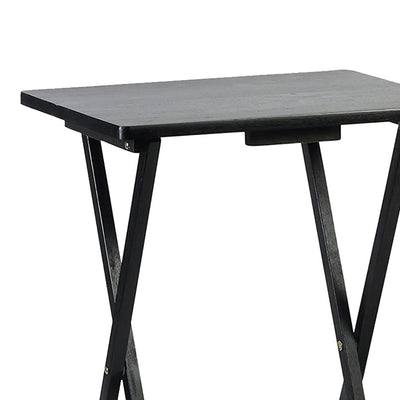 PJ Wood Portable Folding TV Snack Tray Table Desk Stand, Black (10 Piece Set) - VMInnovations