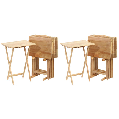 PJ Wood Folding Portable TV Tray Tables with Compact Storage Rack (10 Piece Set) - VMInnovations