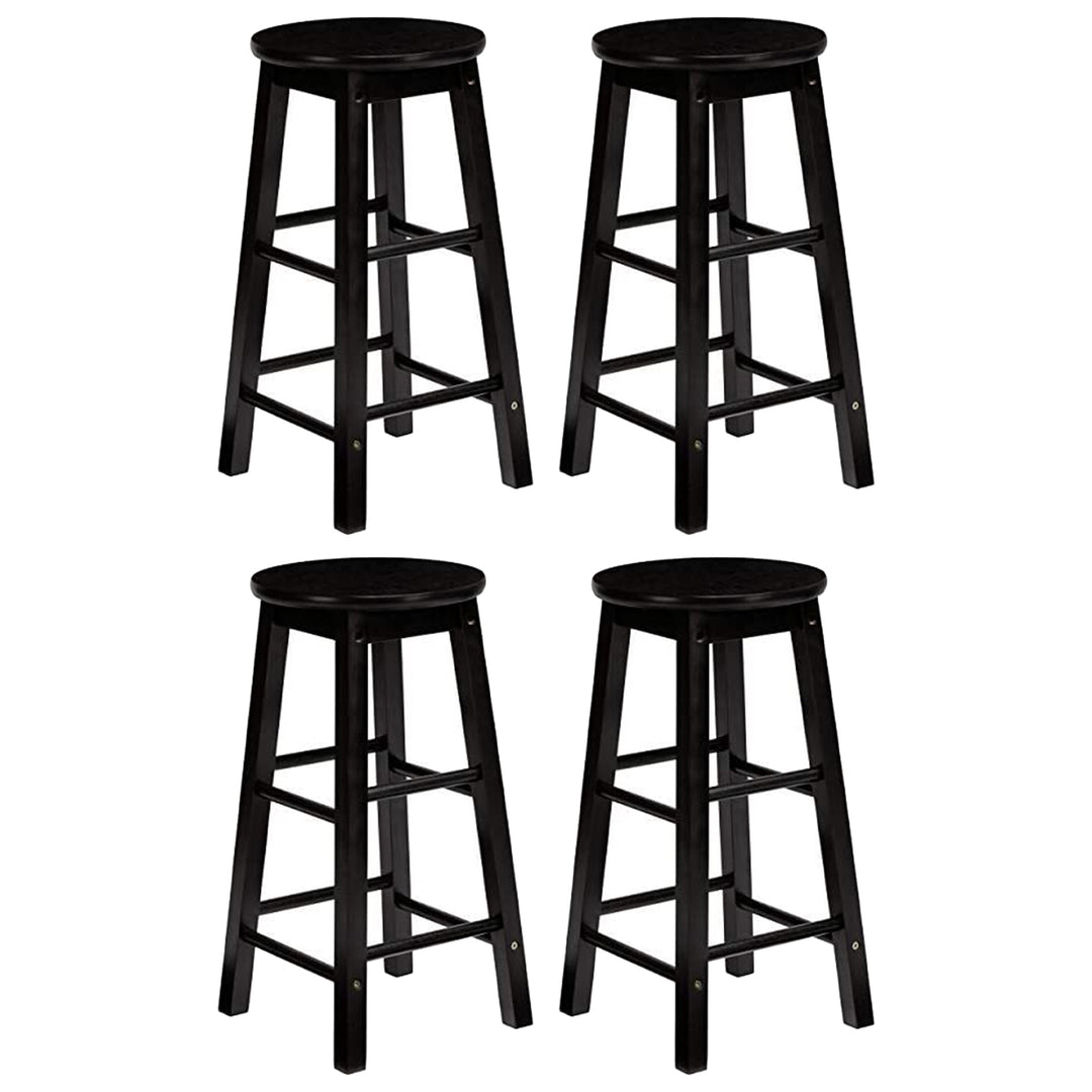 PJ Wood Classic Round Seat 29 Inch Tall Kitchen Counter Stools, Black (Set of 4)