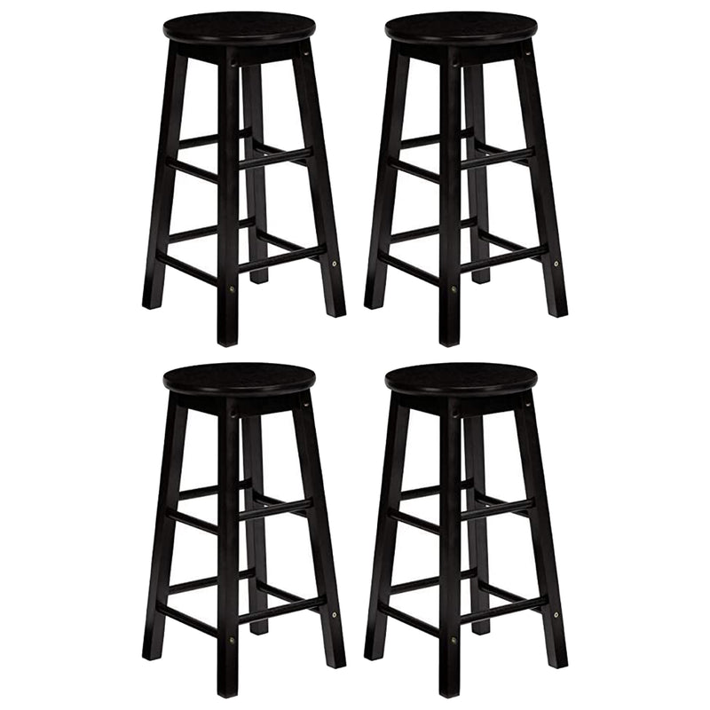 PJ Wood Classic Round Seat 29 Inch Tall Kitchen Counter Stools, Black (Set of 4)