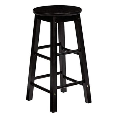 PJ Wood Classic Round Seat 29 Inch Tall Kitchen Counter Stools, Black (Set of 4) - VMInnovations