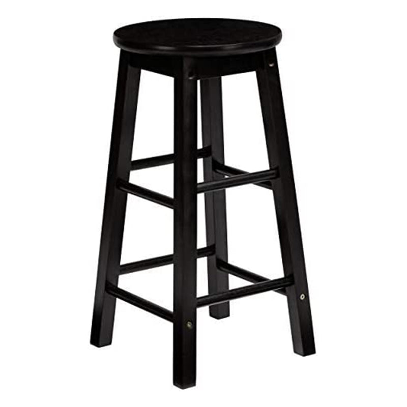 PJ Wood Classic Round Seat 29 Inch Tall Kitchen Counter Stools, Black (Set of 4)