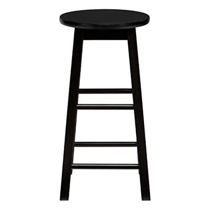 PJ Wood Classic Round Seat 29 Inch Tall Kitchen Counter Stools, Black (Set of 4)