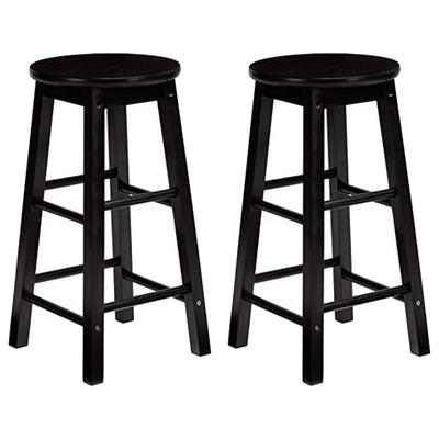 PJ Wood Classic Round Seat 29 Inch Tall Kitchen Counter Stools, Black (Set of 6)