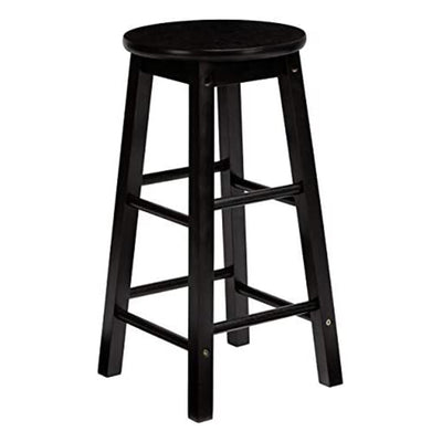 PJ Wood Classic Round Seat 29 Inch Tall Kitchen Counter Stools, Black (Set of 6)