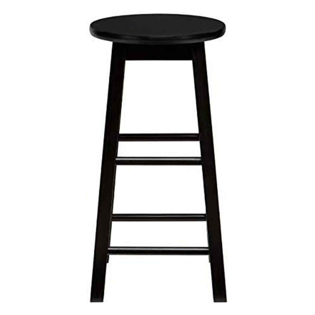 PJ Wood Classic Round Seat 29 Inch Tall Kitchen Counter Stools, Black (Set of 6)