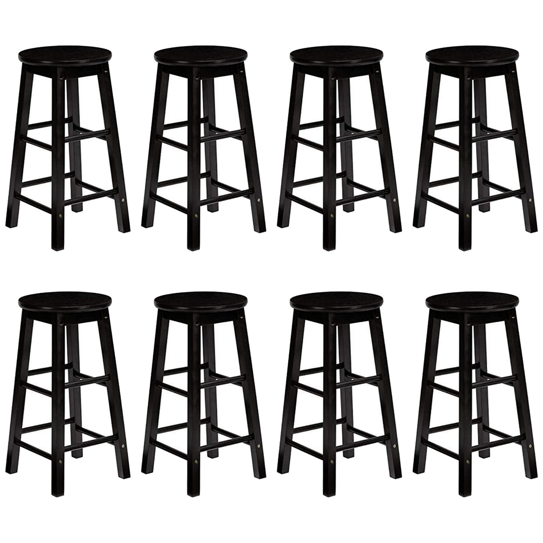 PJ Wood Classic Round Seat 29 Inch Tall Kitchen Counter Stools, Black (Set of 8)