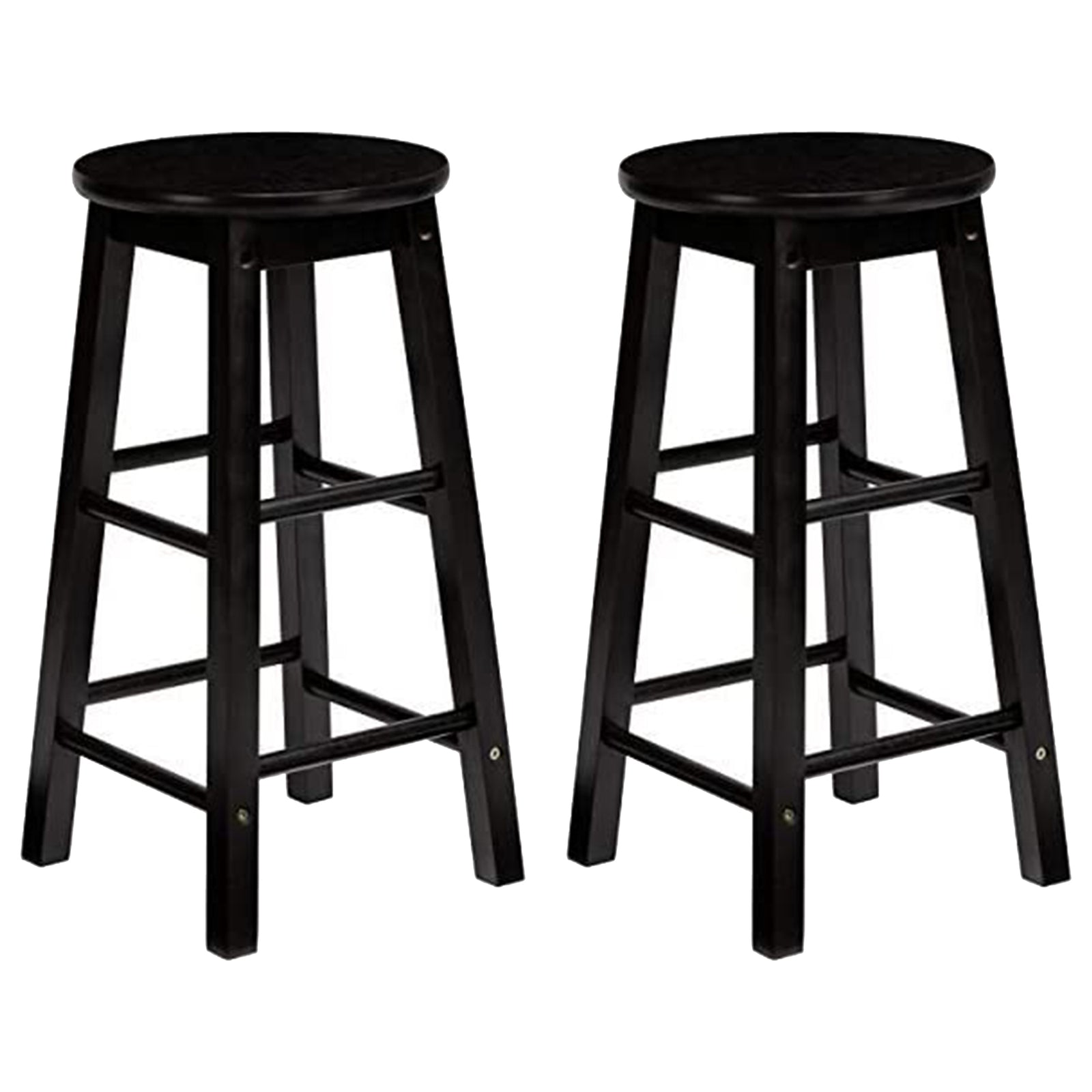 PJ Wood Classic Round Seat 29 Inch Tall Kitchen Counter Stools, Black (Set of 8) - VMInnovations