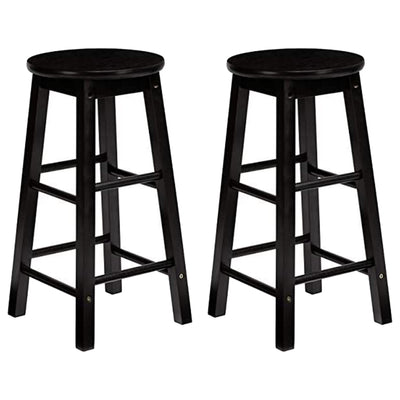 PJ Wood Classic Round Seat 29 Inch Tall Kitchen Counter Stools, Black (Set of 8) - VMInnovations