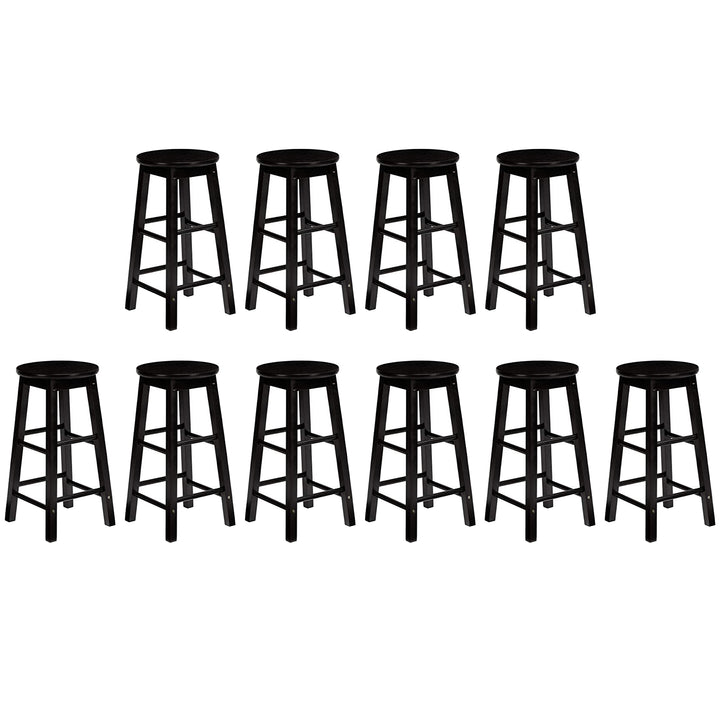 PJ Wood Classic Round Seat 29" Tall Kitchen Counter Stools, Black (Set of 10)