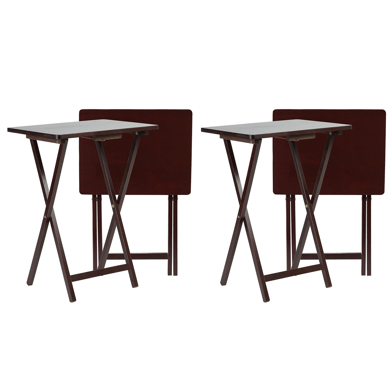 PJ Wood Portable Folding TV Snack Tray Table Desk Stand, Espresso (4 Piece Set) - VMInnovations