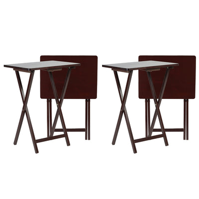 PJ Wood Portable Folding TV Snack Tray Table Desk Stand, Espresso (4 Piece Set) - VMInnovations