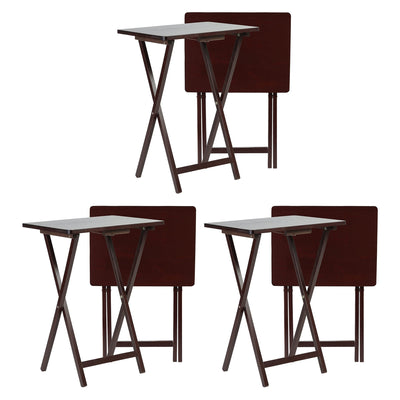 PJ Wood Portable Folding TV Snack Tray Table Desk Stand, Espresso (6 Piece Set) - VMInnovations