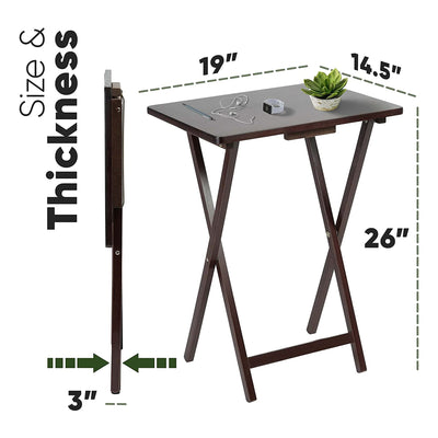 PJ Wood Portable Folding TV Snack Tray Table Desk Stand, Espresso (6 Piece Set) - VMInnovations