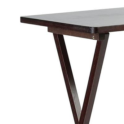 PJ Wood Portable Folding TV Snack Tray Table Desk Stand, Espresso (8 Piece Set)
