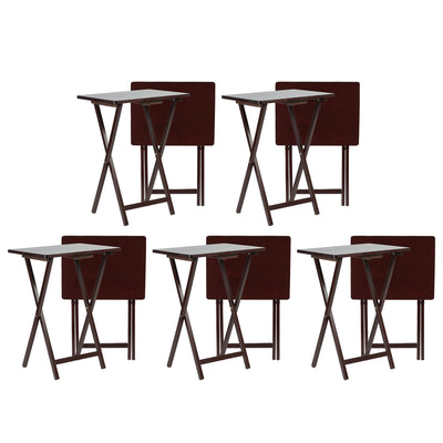 PJ Wood Portable Folding TV Snack Tray Table Desk Stand, Espresso (10 Piece Set) - VMInnovations
