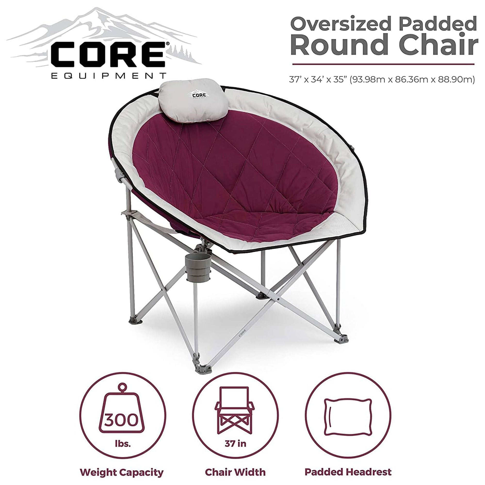 CORE Set of 2 Padded Round Folding Chair with Instant Cabin 14x9' 9 Person Tent