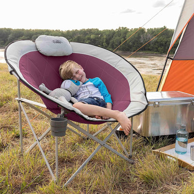 CORE Set of 2 Padded Round Folding Chair with Instant Cabin 14x9' 9 Person Tent