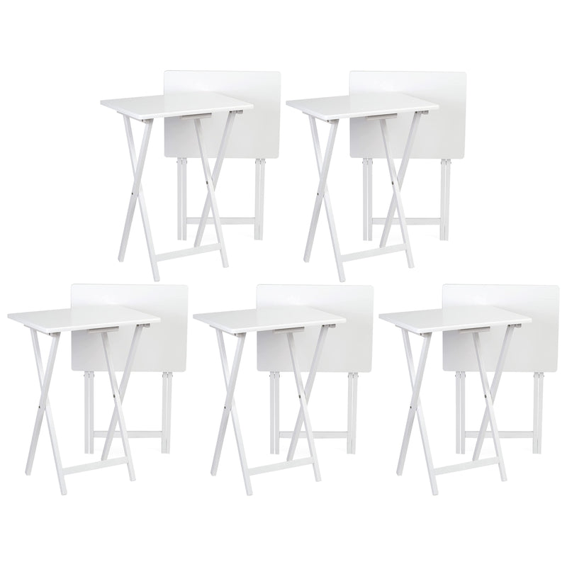 PJ Wood Portable Folding TV Snack Tray Table Desk Stand, White (10 Piece Set)