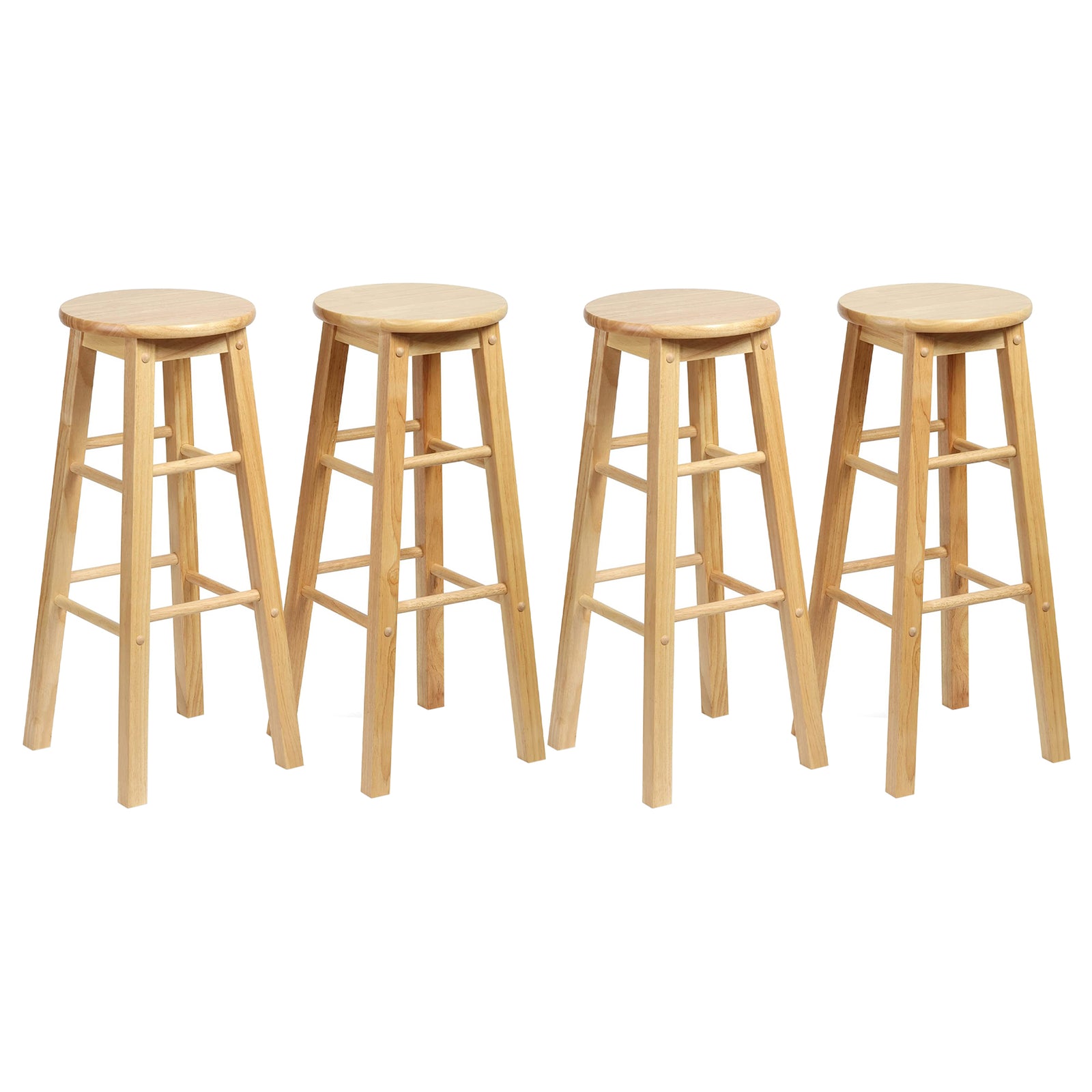 PJ Wood Classic Round Seat 29" Tall Kitchen Counter Stools, Natural (Set of 4) - VMInnovations