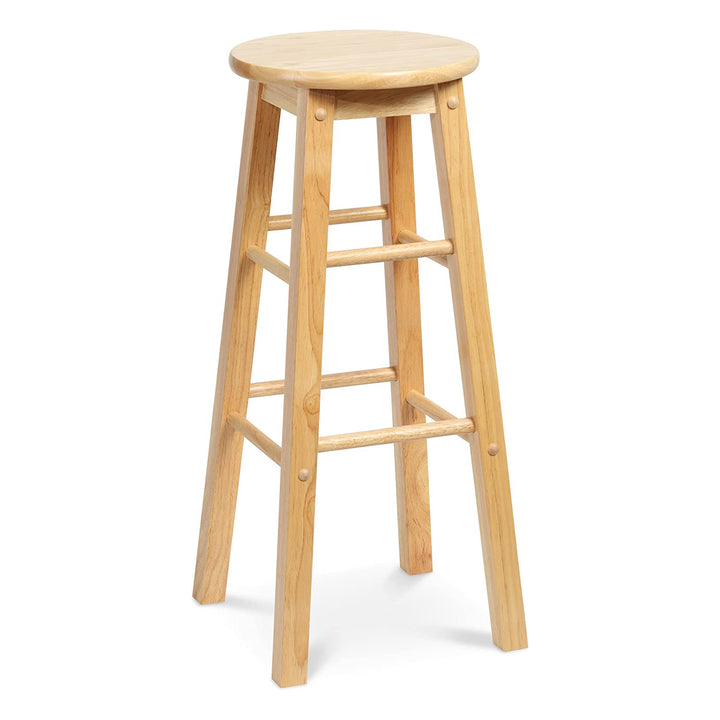 PJ Wood Classic Round Seat 29" Tall Kitchen Counter Stools, Natural (Set of 4)