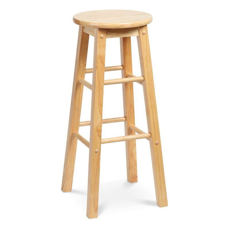 PJ Wood Classic Round Seat 29" Tall Kitchen Counter Stools, Natural (Set of 4)