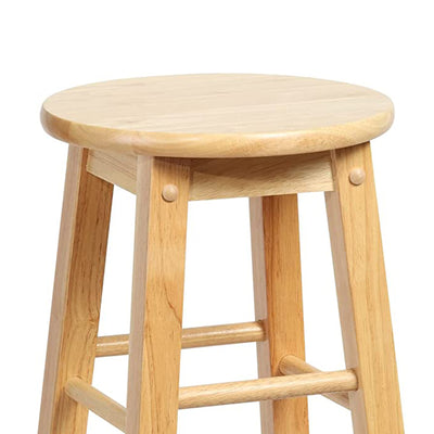 PJ Wood Classic Round Seat 29" Tall Kitchen Counter Stools, Natural (Set of 4)