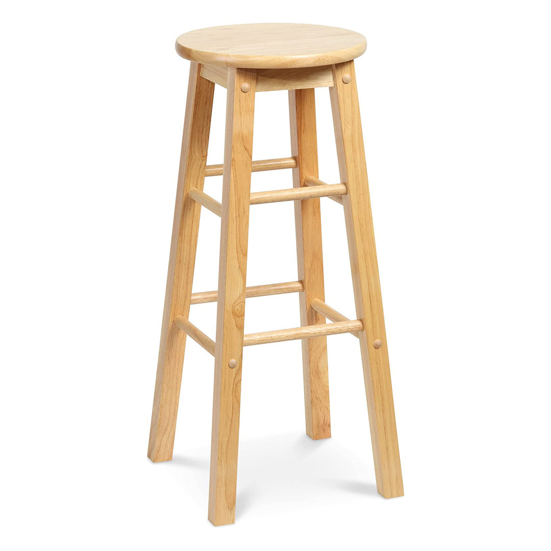 PJ Wood Classic Round Seat 29" Tall Kitchen Counter Stools, Natural (Set of 8)