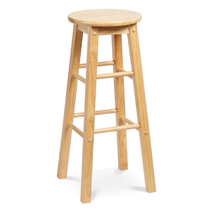 PJ Wood Classic Round Seat 29" Tall Kitchen Counter Stools, Natural (Set of 8)