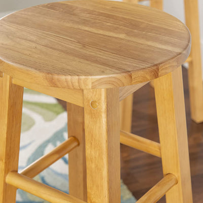 PJ Wood Classic Round Seat 29" Tall Kitchen Counter Stools, Natural (Set of 6) - VMInnovations