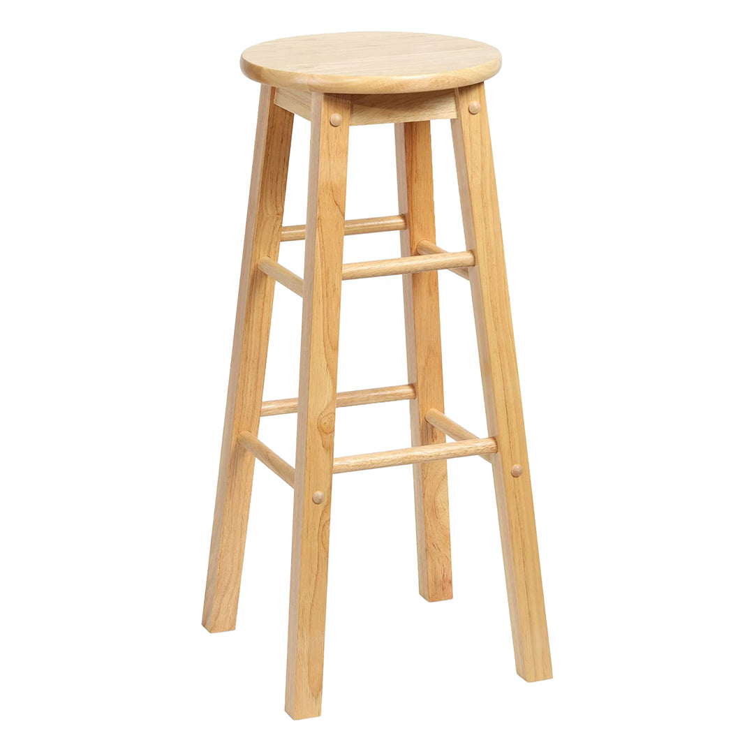 PJ Wood Classic Round Seat 29" Tall Kitchen Counter Stools, Natural (Set of 10)