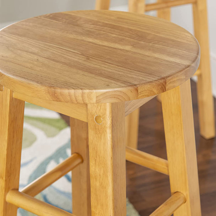 PJ Wood Classic Round Seat 29" Tall Kitchen Counter Stools, Natural (Set of 10)