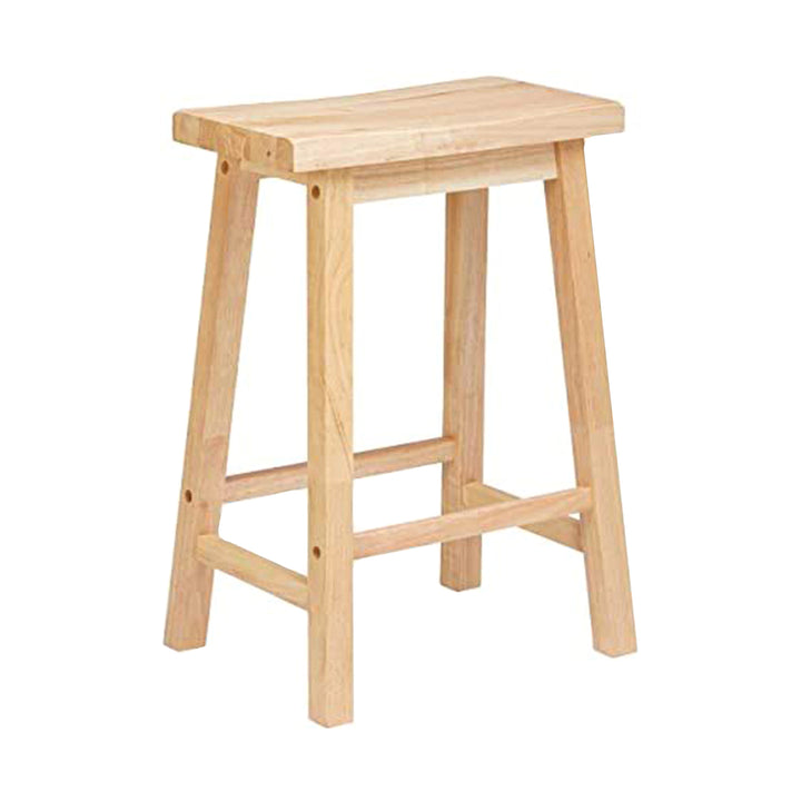 PJ Wood Classic 24 Inch Saddle Seat Kitchen Bar Counter Stool, Natural (2 Pack)