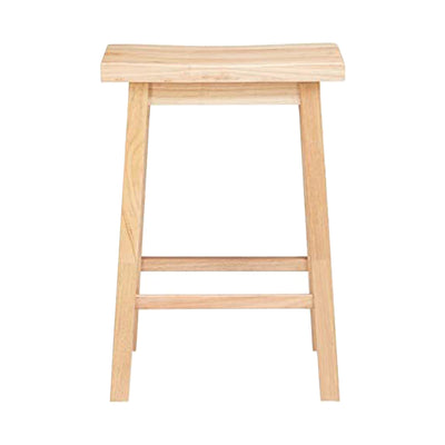 PJ Wood Classic 24 Inch Saddle Seat Kitchen Bar Counter Stool, Natural (2 Pack)