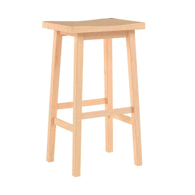 PJ Wood Classic 24 Inch Saddle Seat Kitchen Bar Counter Stool, Natural (2 Pack)