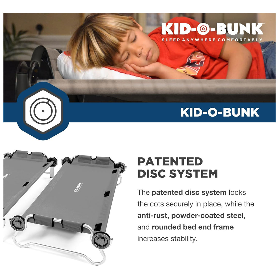 Disc-O-Bed Double Cot Kid-O-Bunk w/Storage Organizers & Carry Bag, Gray (Used) - VMInnovations