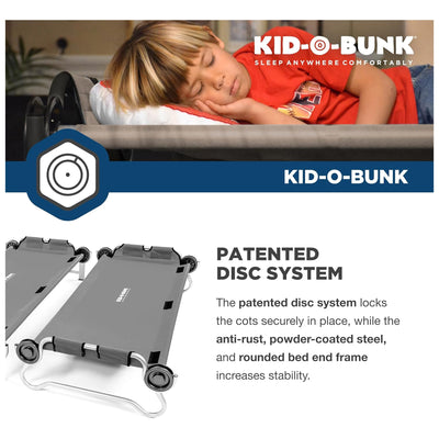 Disc-O-Bed Double Cot Kid-O-Bunk w/Storage Organizers & Carry Bag, Gray (Used) - VMInnovations