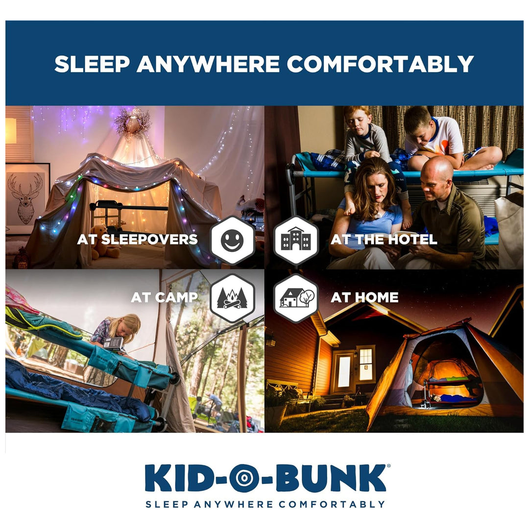 Disc-O-Bed Double Cot Kid-O-Bunk w/Storage Organizers & Carry Bag, (Open Box) - VMInnovations