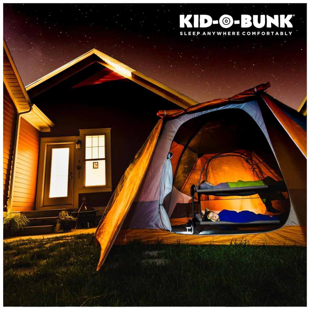 Disc-O-Bed Double Cot Kid-O-Bunk w/Storage Organizers & Carry Bag, Gray (Used) - VMInnovations