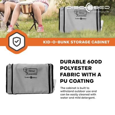 Disc-O-Bed Kid-O-Bunk Camping Cots Folding Storage Cabinet for Travel, Grey - VMInnovations