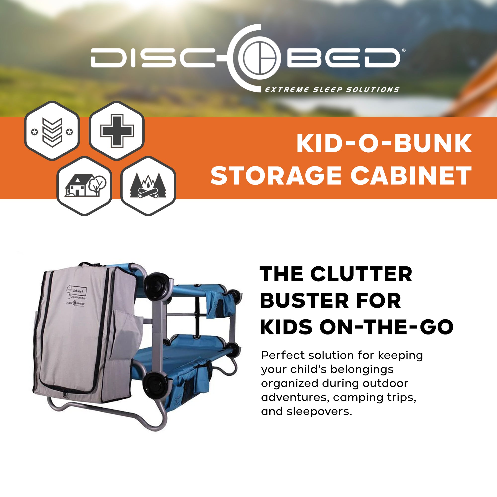 Disc-O-Bed Kid-O-Bunk Camping Cots Storage Cabinet for Travel, Grey (Open Box) - VMInnovations