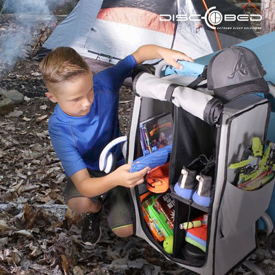 Disc-O-Bed Kid-O-Bunk Camping Cots Folding Storage Cabinet for Travel, Grey - VMInnovations