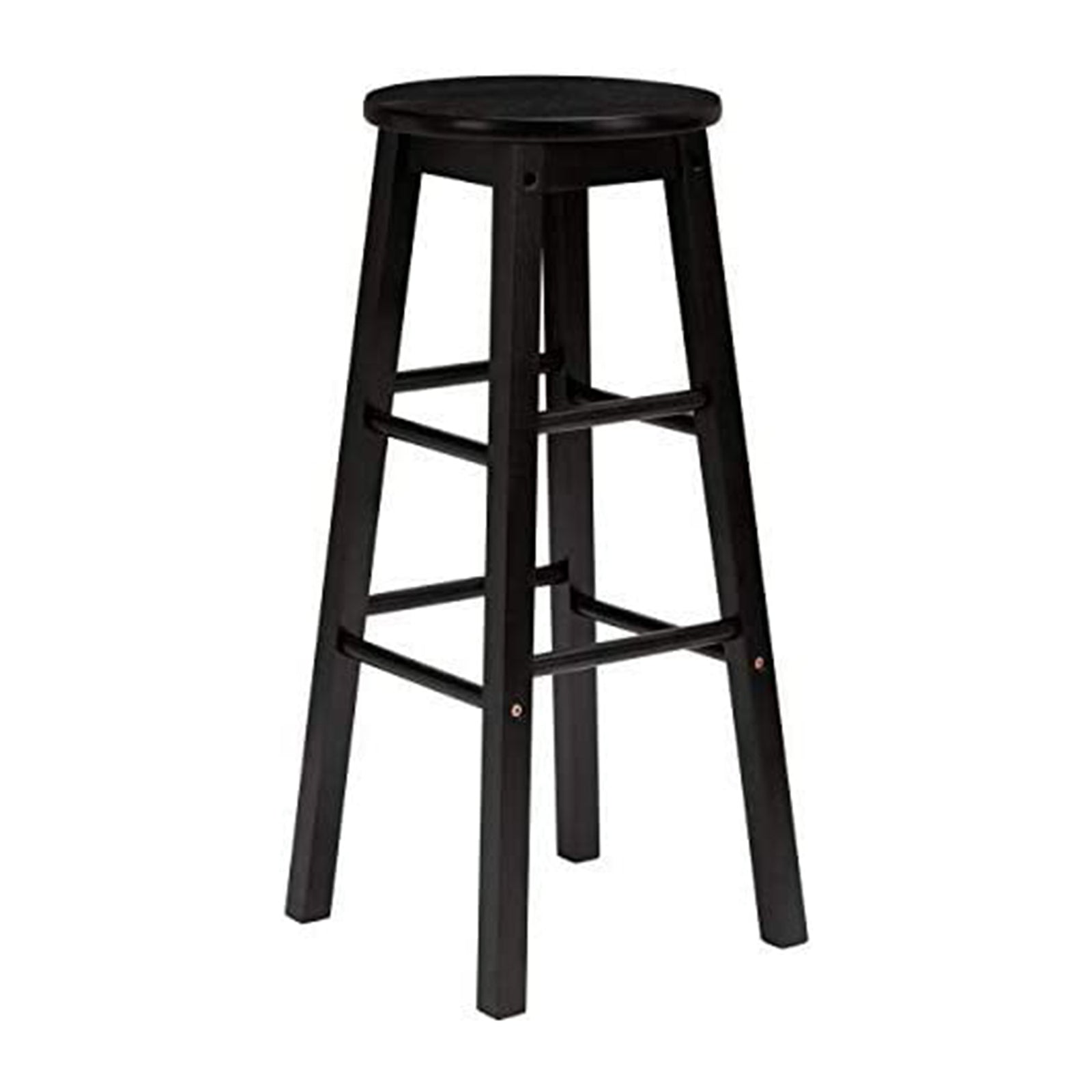 PJ Wood Classic Round Seat 24 Inch Kitchen and Counter Stools, Black (4 Pack) - VMInnovations