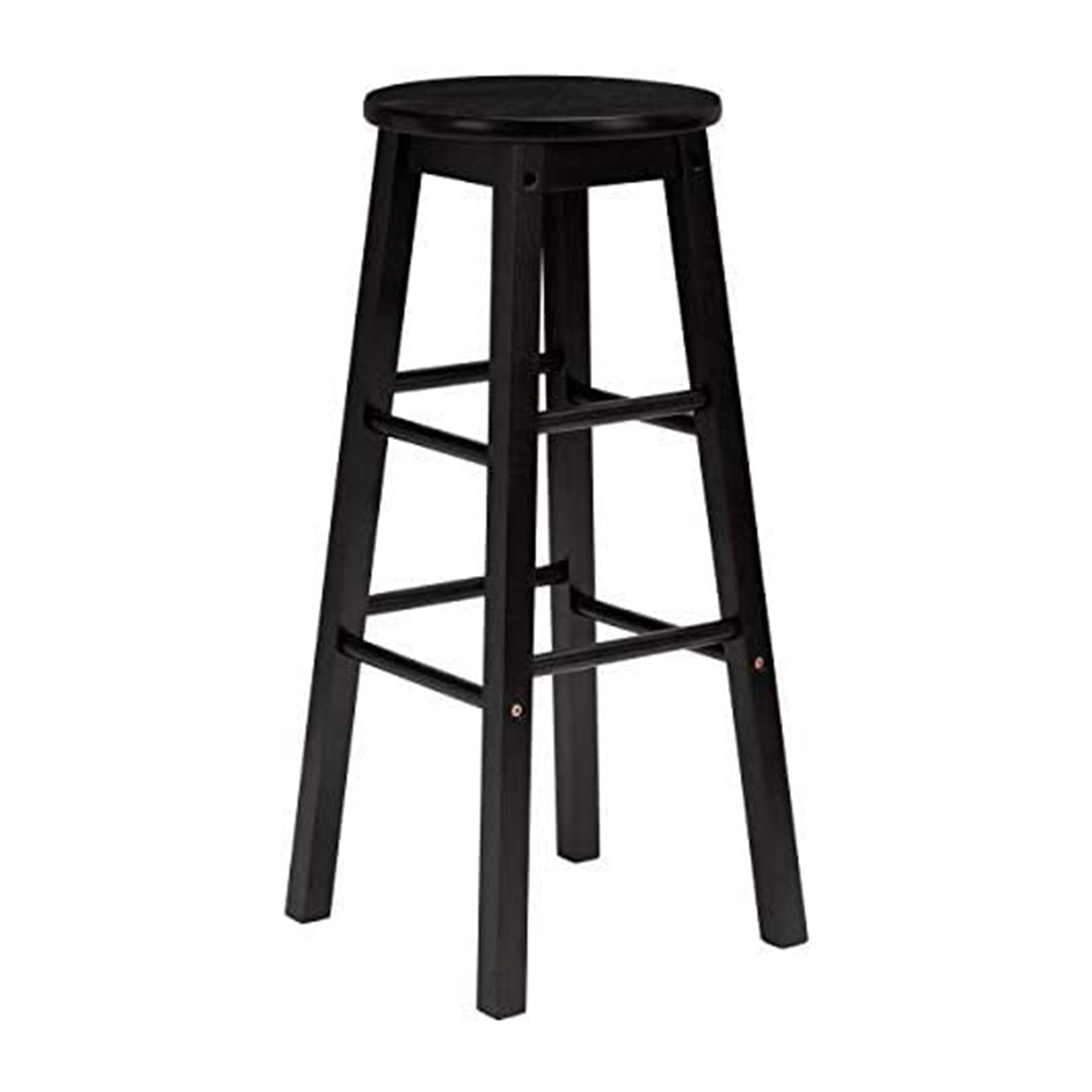 PJ Wood Classic Round Seat 24 Inch Kitchen and Counter Stools, Black (4 Pack) - VMInnovations